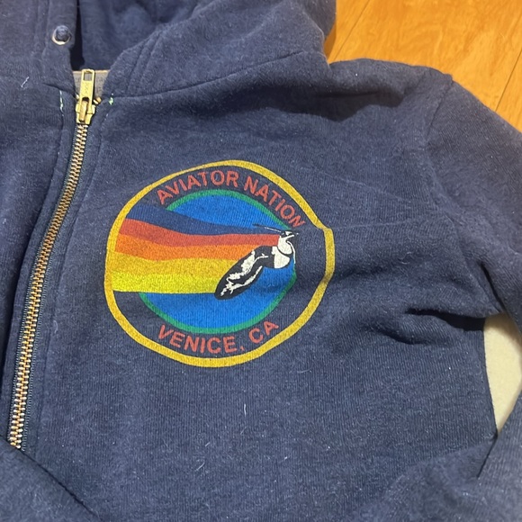 Navy/Grey Aviator Nation Zip-Up Hoodie - Picture 3 of 5